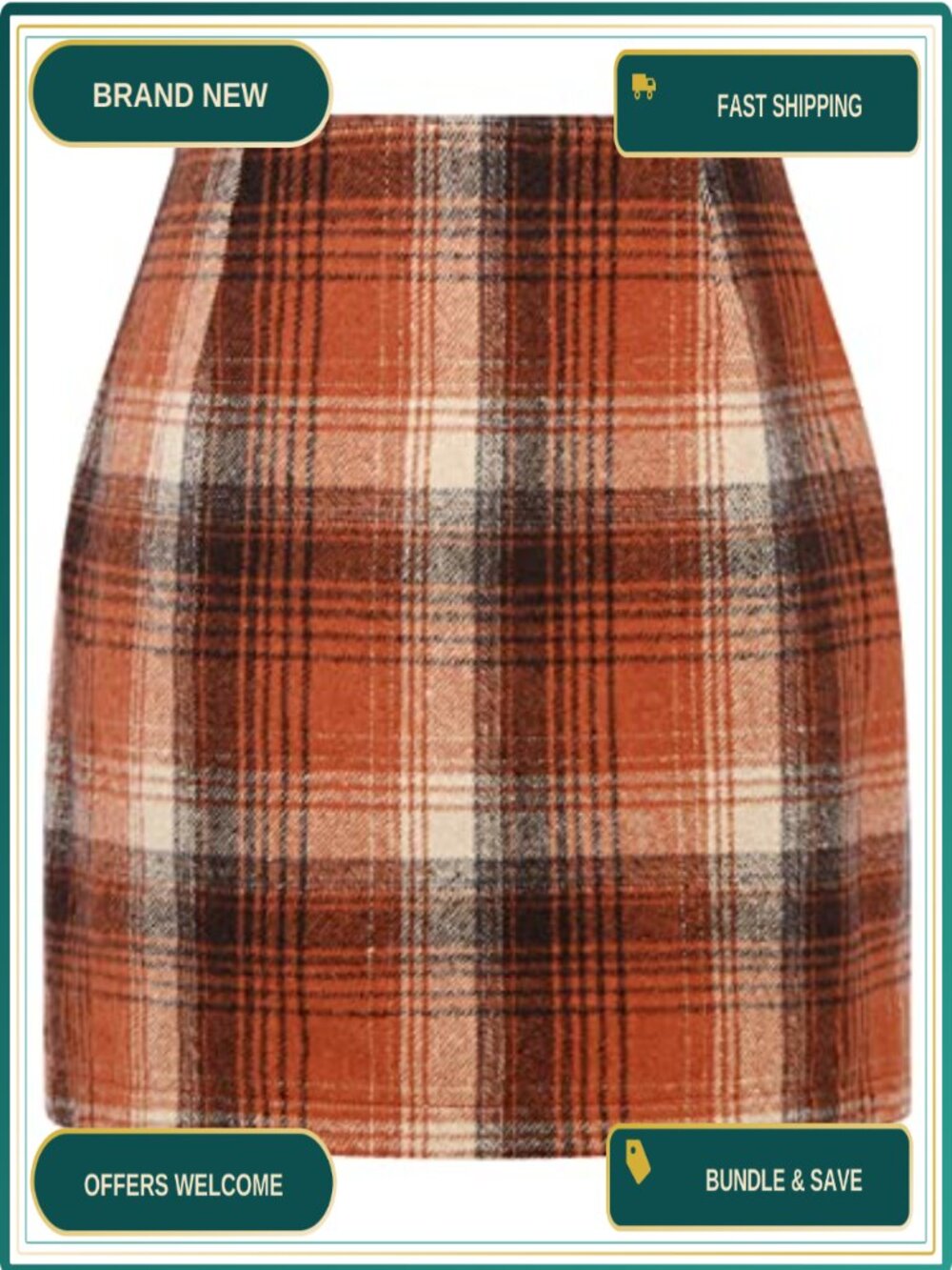 High Waist Plaid Wool Bodycon Pencil Mini Skirt